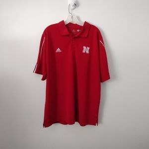 Adidas Nebraska Cornhuskers Polo Men Large Climacool Burgundy